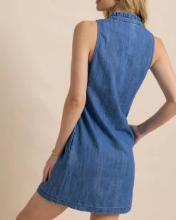 Southern Tide Adelyn Denim Dress Medium Wash Indigo Hot