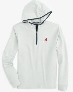 Southern Tide Alabama Crimson Tide Scuttle Heather Quarter Zip Hoodie Heather Slate Grey Hot