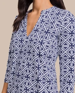 Southern Tide Alicia Painted Geo Performance Dress Nautical Navy Cheap