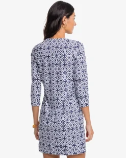Southern Tide Alicia Painted Geo Performance Dress Nautical Navy Cheap