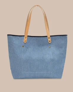 Southern Tide All Day Denim Tote Navy Outlet