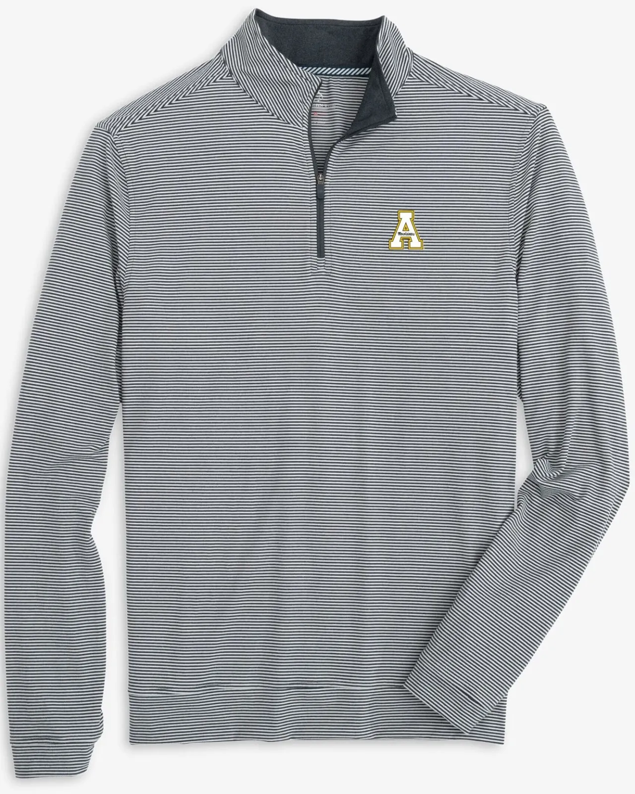 Southern Tide App State Cruiser Micro-Stripe Heather Quarter Zip Heather Black Best Sale