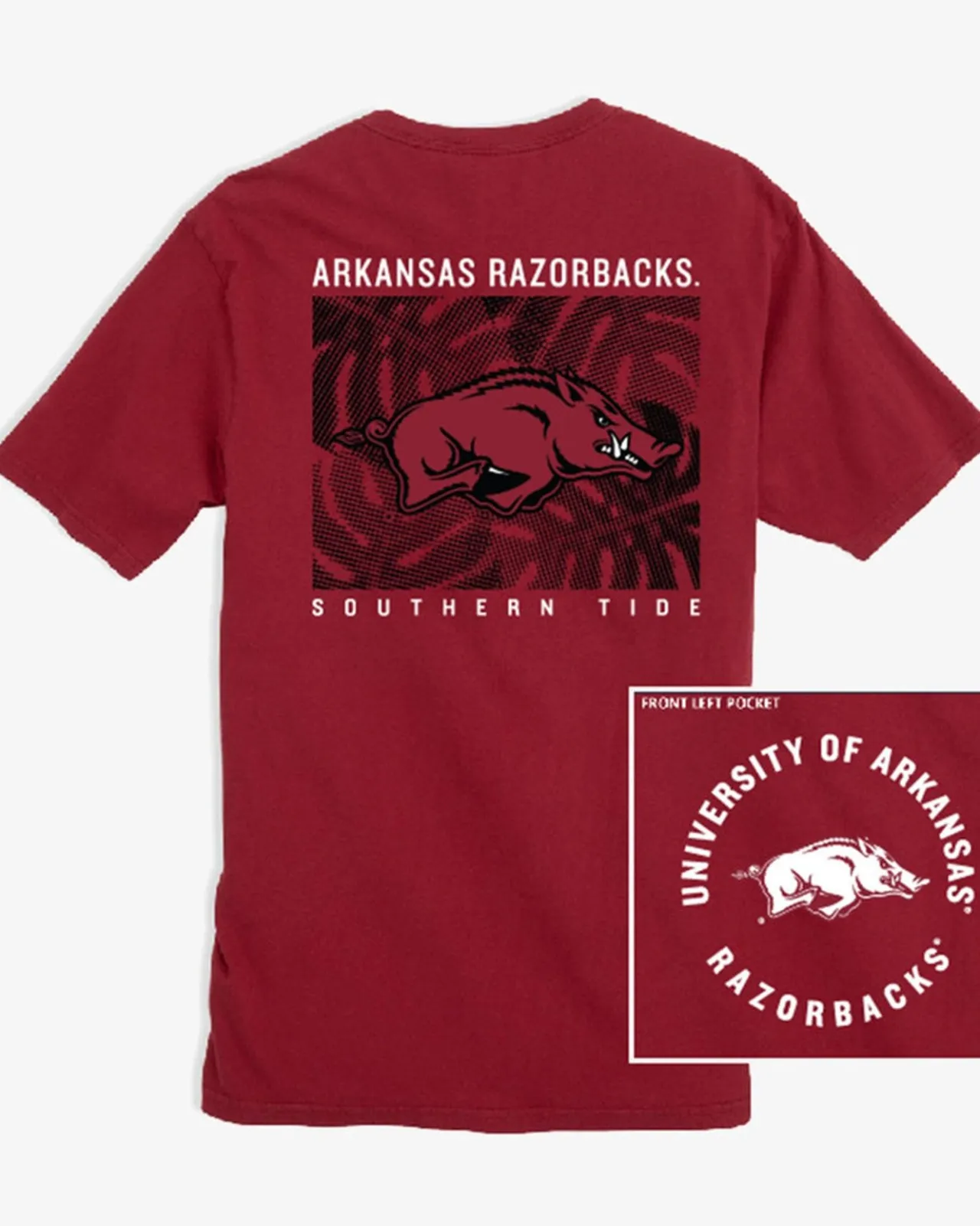 Southern Tide Arkansas Razorbacks Halftone Monstera T-Shirt Crimson Sale
