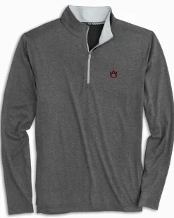 Southern Tide Auburn Tigers Flanker Quarter Zip Pullover Heather Polarized Grey Hot