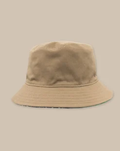 Southern Tide Beach Blooms Reversible Bucket Hat Khaki Sale