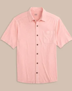 Southern Tide Beachcast Solid Knit Short Sleeve Sport Shirt Pale Rosette Pink Hot