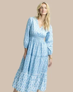 Southern Tide Blaire Garden Variety Printed Maxi Dress Clearwater Blue Hot