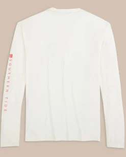 Southern Tide Boxed Chest Performance Long Sleeve T-Shirt Sand White Cheap