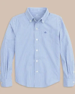 Southern Tide Boys Bengal Stripe Intercoastal Sport Shirt Cobalt Blue Sale