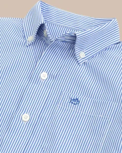 Southern Tide Boys Bengal Stripe Intercoastal Sport Shirt Cobalt Blue Sale
