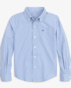 Southern Tide Boys Bengal Stripe Intercoastal Sport Shirt Cobalt Blue Sale