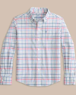 Southern Tide Boys Coastal Passage Plaid Long Sleeve Shirt Geranium Pink Discount