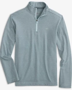 Southern Tide Boys Cruiser Heather Micro-Stripe Quarter Zip Pullover Fashion