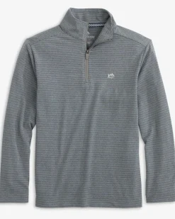 Southern Tide Boys Cruiser Heather Micro-Stripe Quarter Zip Pullover Fashion