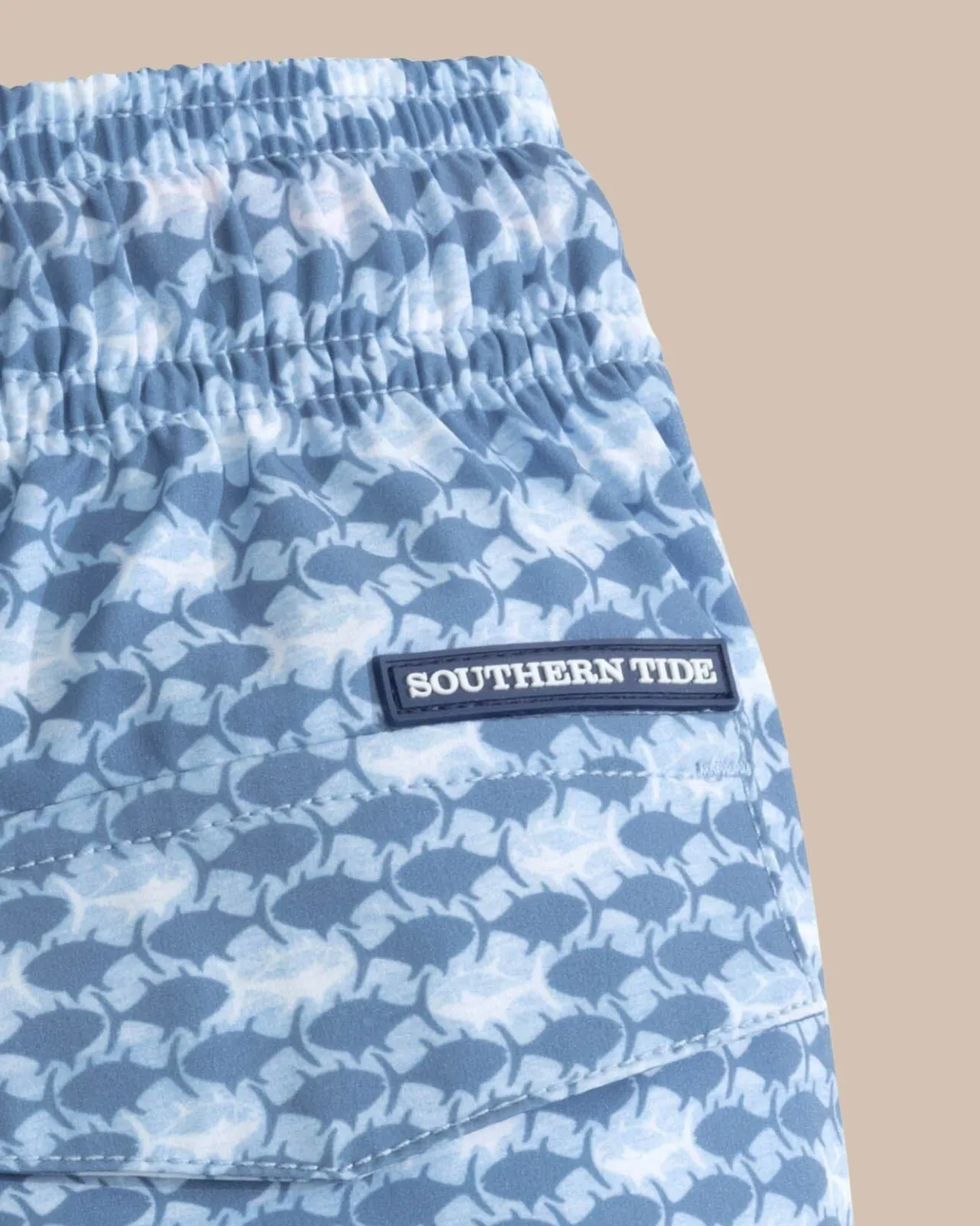 Southern Tide Boys Heather Skipping Jacks Swim Trunk Heather Clearwater Blue Sale