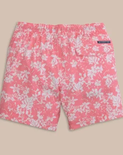 Southern Tide Boys Island Blooms Swim Trunk Geranium Pink Discount