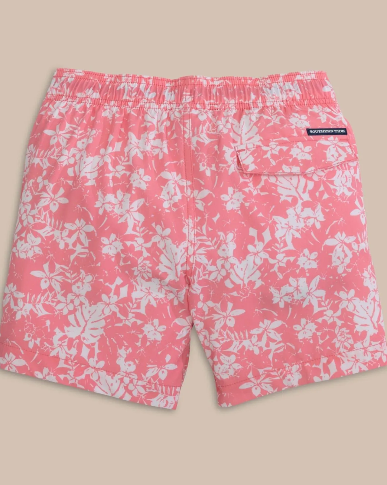 Southern Tide Boys Island Blooms Swim Trunk Geranium Pink Discount