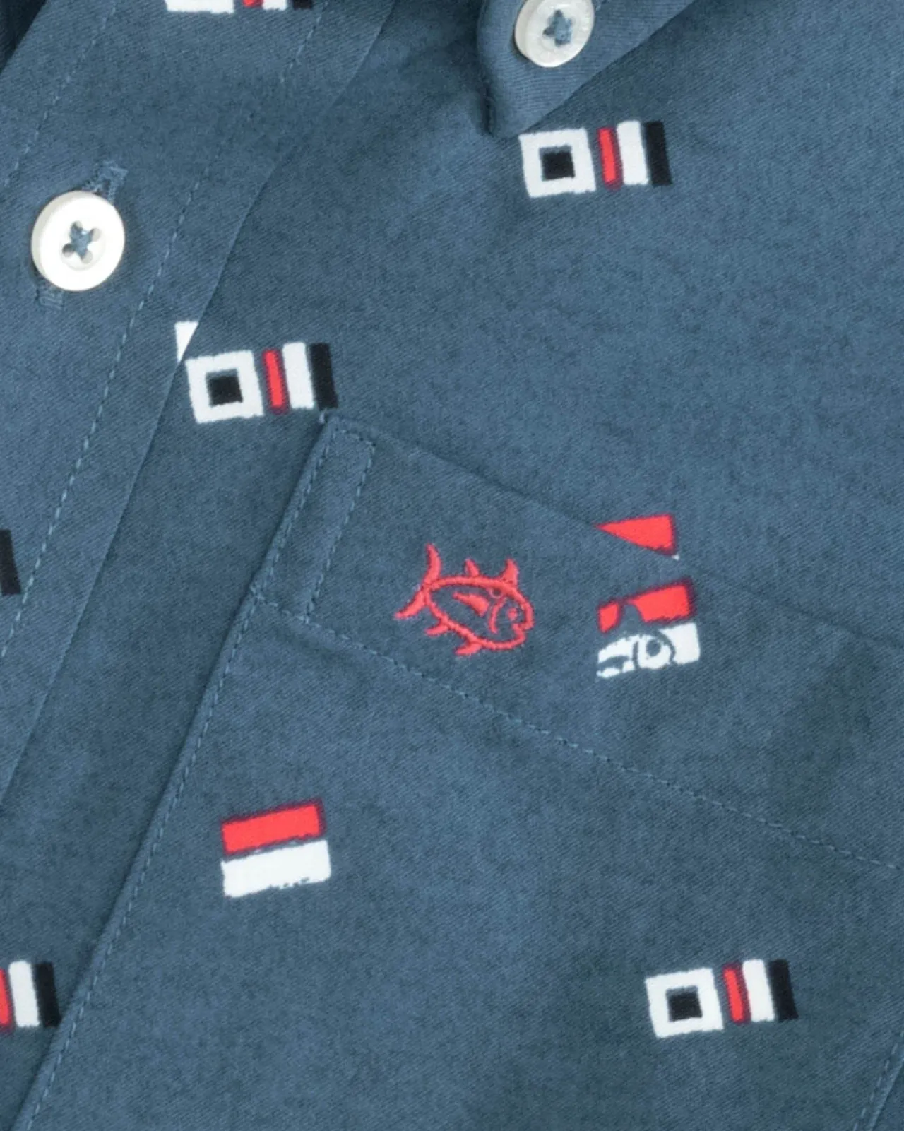 Southern Tide Boys Keep It Nautical Heather Intercoastal Short Sleeve Sport Shirt Heather Aged Denim Outlet