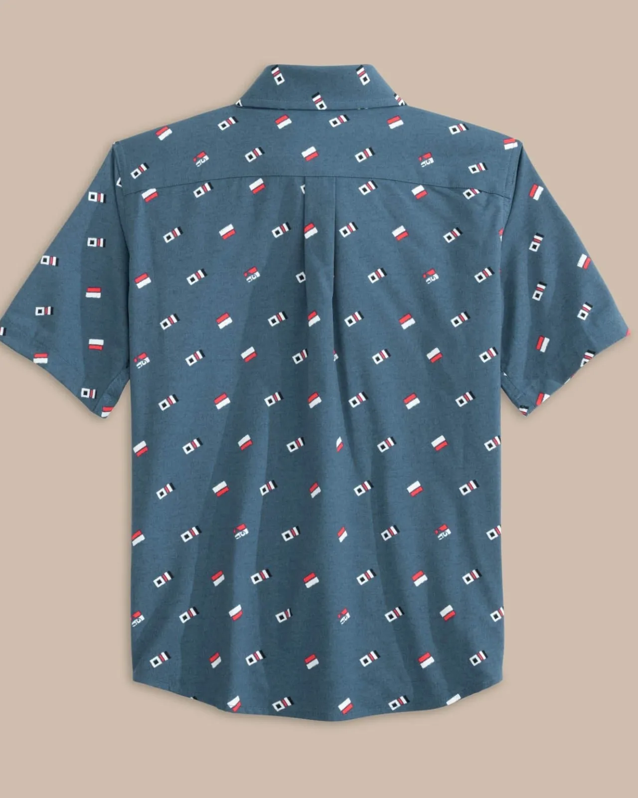 Southern Tide Boys Keep It Nautical Heather Intercoastal Short Sleeve Sport Shirt Heather Aged Denim Outlet