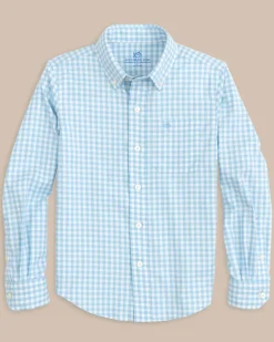 Southern Tide Boys Long Sleeve Hartwell Plaid Sport Shirt Rain Water Fashion