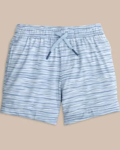 Southern Tide Boys Ocean Water Stripe Swim Trunk Subdued Blue Cheap