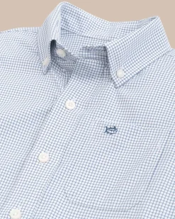 Southern Tide Boys Rosemont Tattersall Intercoastal Sport Shirt Seven Seas Blue Store