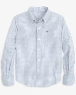 Southern Tide Boys Rosemont Tattersall Intercoastal Sport Shirt Seven Seas Blue Store