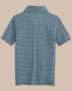 Southern Tide Boys Ryder Heather Marin Stripe Performance Polo Shirt Cheap