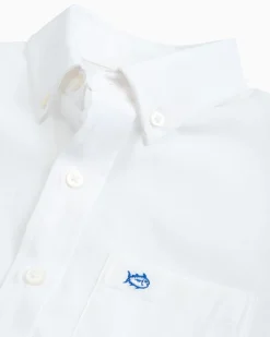 Southern Tide Boys Solid Intercoastal Button Down Shirt Classic White Hot