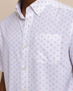 Southern Tide Brrr° Intercoastal Beach Voyager Short Sleeve Sport Shirt Classic White Online