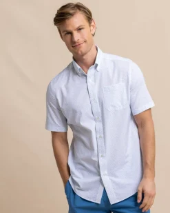 Southern Tide Brrr° Intercoastal Casual Water Short Sleeve Sport Shirt Classic White Cheap