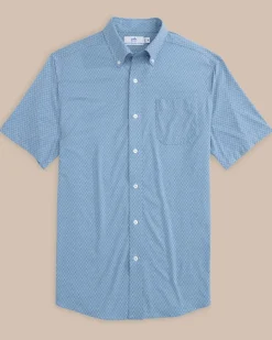 Southern Tide Brrr° Intercoastal Retro Geo Short Sleeve Sport Shirt Coronet Blue Online