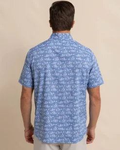 Southern Tide Brrr° Intercoastal Sunset Beach Short Sleeve Sport Shirt Coronet Blue Online