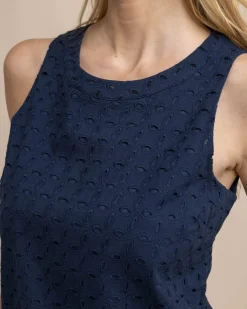Southern Tide Carissa Eyelet Top Dress Blue Cheap