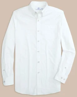 Southern Tide Charleston Overbrook Solid Long Sleeve Sport Shirt Classic White Hot