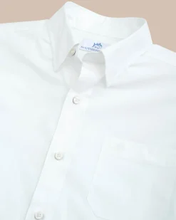 Southern Tide Charleston Overbrook Solid Long Sleeve Sport Shirt Classic White Hot