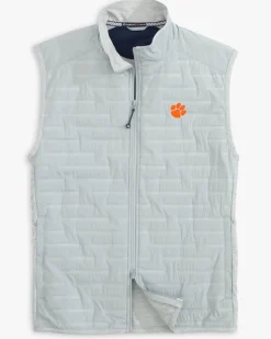 Southern Tide Clemson Tigers Abercorn Vest Gravel Grey Cheap