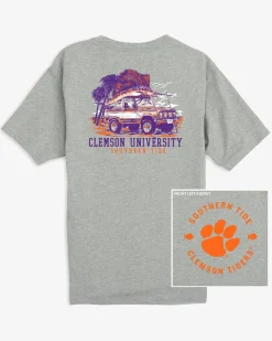 Southern Tide Clemson Tigers Trophy Catch Heather T-Shirt Heather Grey Best