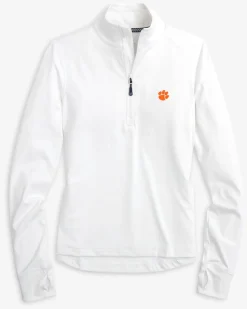 Southern Tide Clemson Tigers Women'S Runaround Quarter Zip Pull Over Classic White Outlet