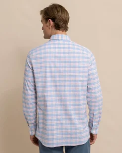 Southern Tide Coastal Passage Brockman Plaid Long Sleeve Sport Shirt Clearwater Blue New