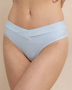 Southern Tide Cross Over Seersucker Bikini Bottom Clearwater Blue Outlet
