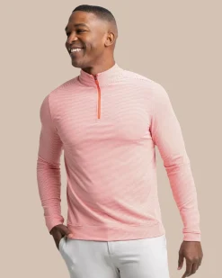 Southern Tide Cruiser Micro-Stripe Heather Quarter Zip New