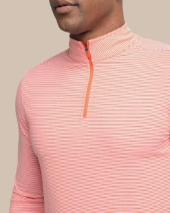 Southern Tide Cruiser Micro-Stripe Heather Quarter Zip New
