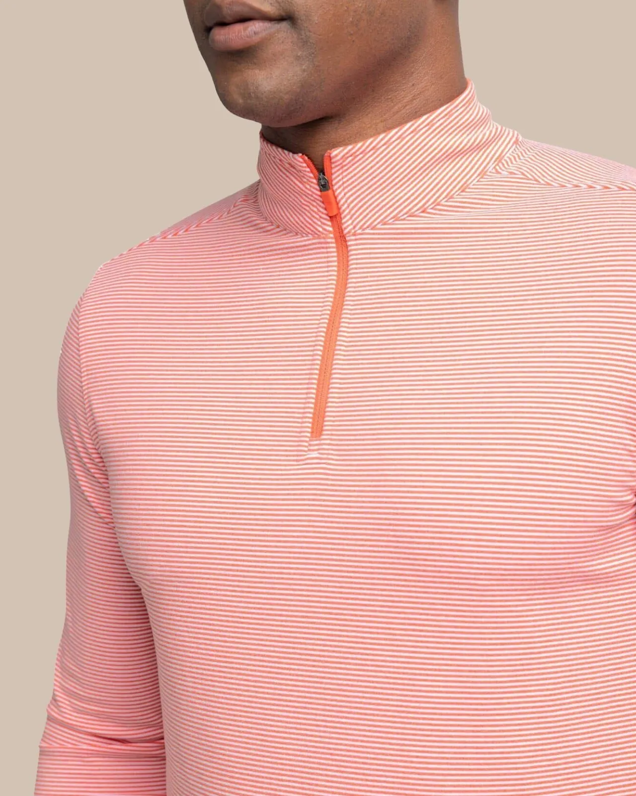 Southern Tide Cruiser Micro-Stripe Heather Quarter Zip New