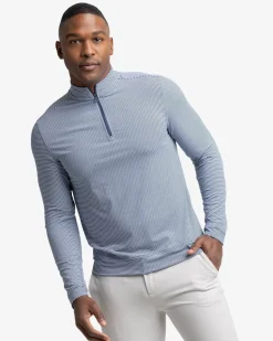 Southern Tide Cruiser Micro-Stripe Heather Quarter Zip New