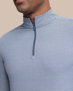 Southern Tide Cruiser Micro-Stripe Heather Quarter Zip New