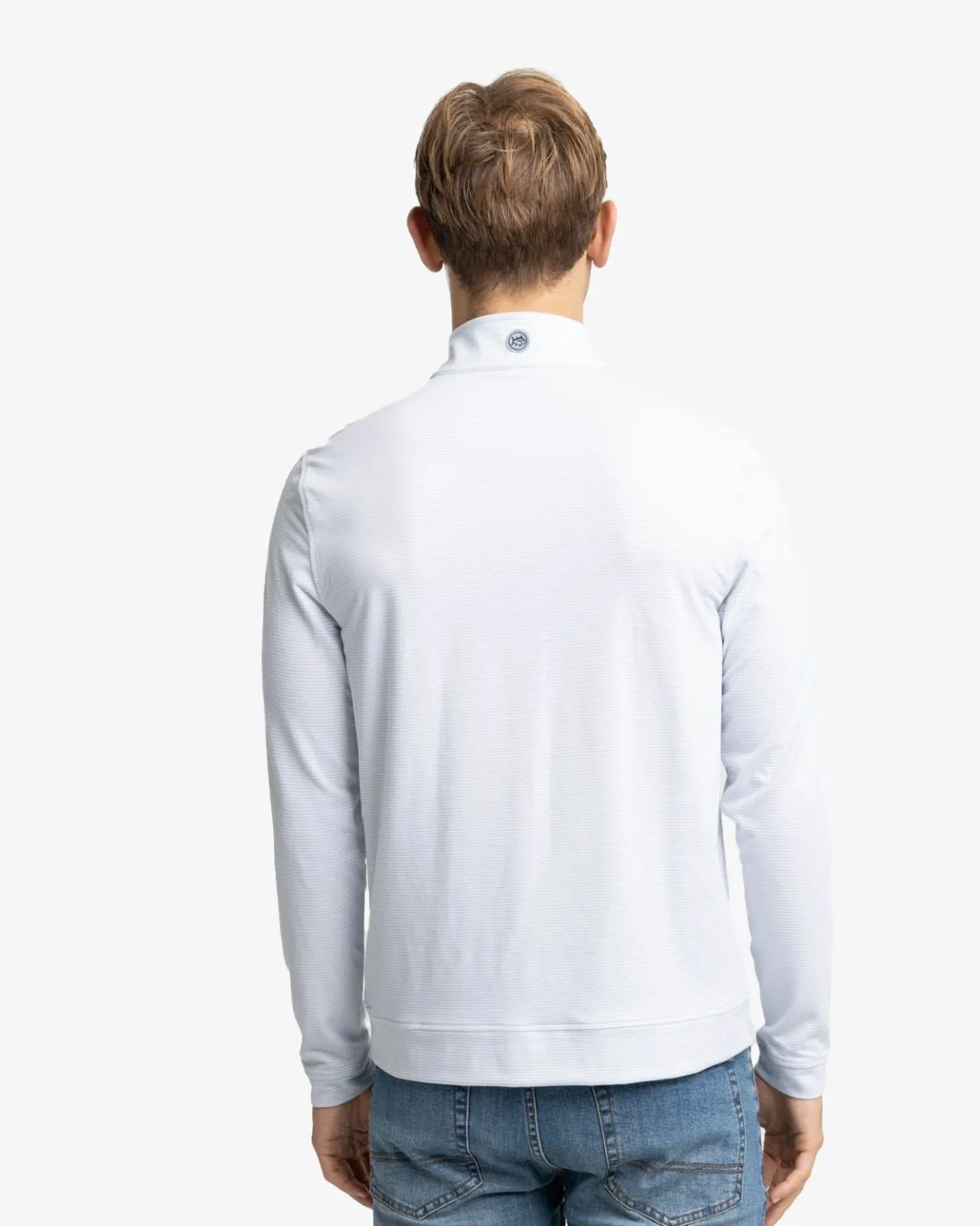 Southern Tide Cruiser Micro-Stripe Heather Quarter Zip New