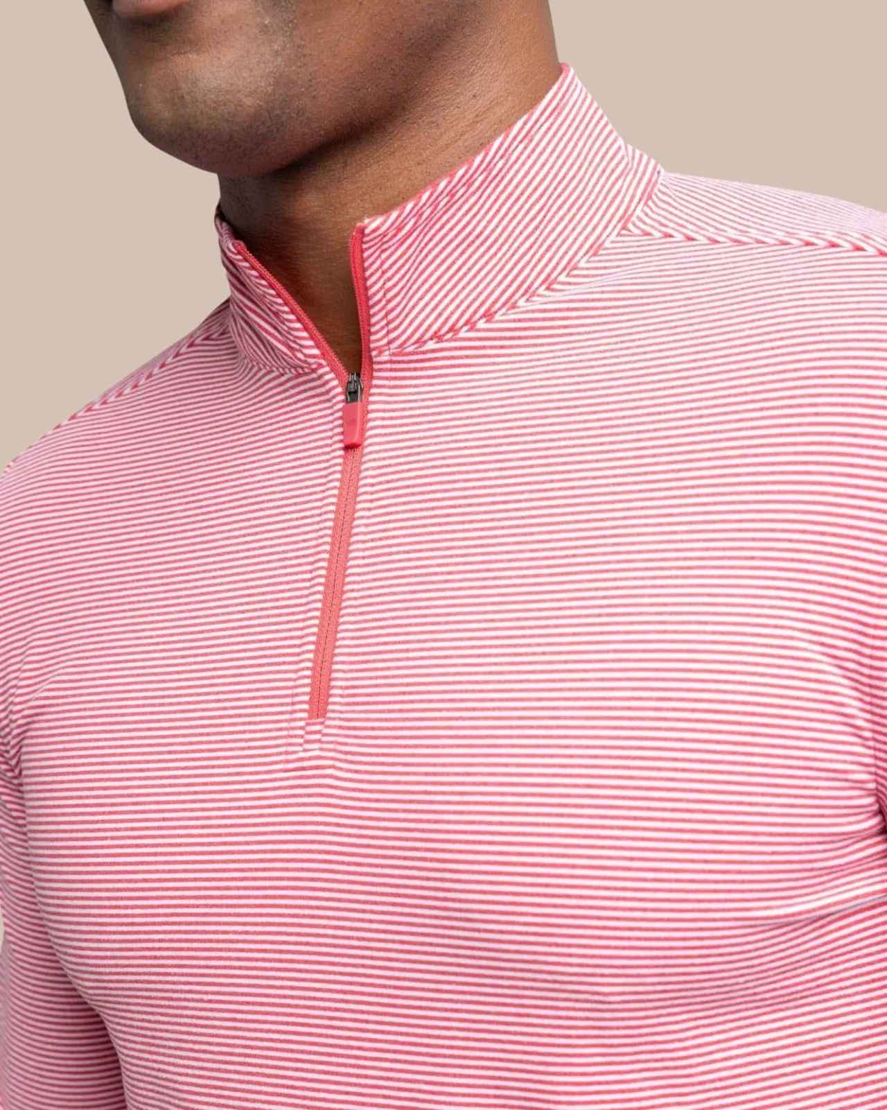 Southern Tide Cruiser Micro-Stripe Heather Quarter Zip New