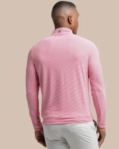 Southern Tide Cruiser Micro-Stripe Heather Quarter Zip New