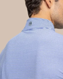 Southern Tide Cruiser Micro-Stripe Heather Quarter Zip New